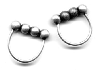 SPHERES $100 & $105-sterling silver rings with all smooth spheres or with laser cut center spheres.  The two center balls spin (four 1/4" balls) made to size specifications